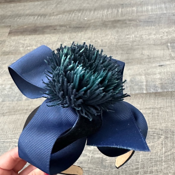 Handmade Designer Fascinator Headband With Blue Velvet Bow and Flower main image 6